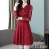 Butter Cream Wedding Guest Long Perfect for Women in Their and Perfect for and Entrance Size L Dress, Dress, Sleeve, Lace, A-Line, Elegant, Feminine,