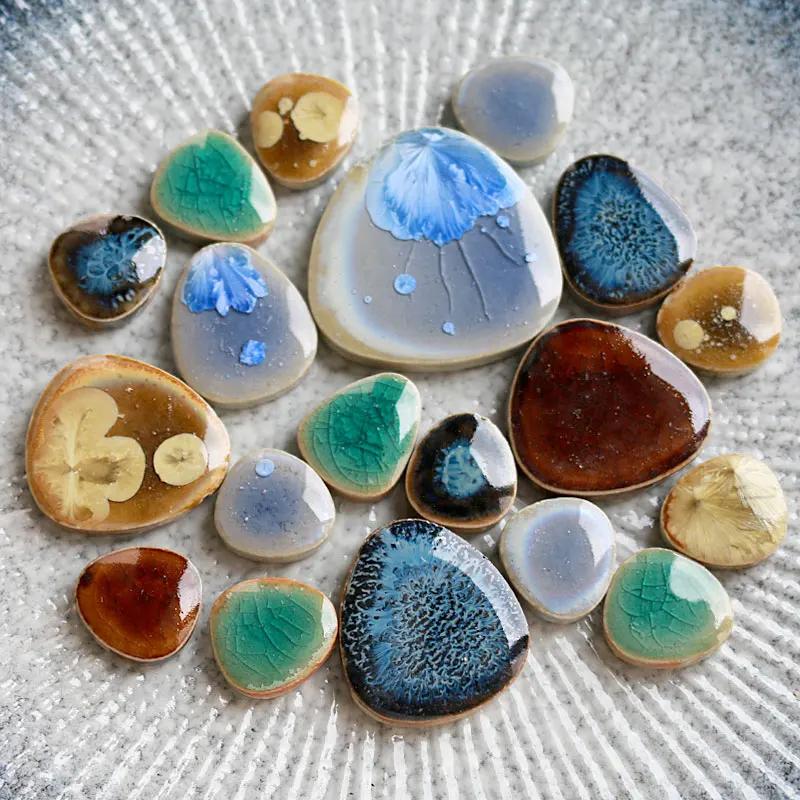 100g DIY Ceramic Mosaic Tiles Glass Leaf Petal Shape Handmade Ornaments Tiles Wall Crafts Crystal for Decorative Material Cerh1