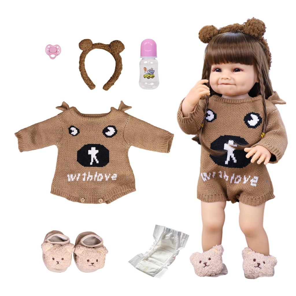 KEIUMI 22 Inch Reborn Baby Doll Full Silicone Vinyl Early Education Sweet Smile Newborn Babies Toy for Kids