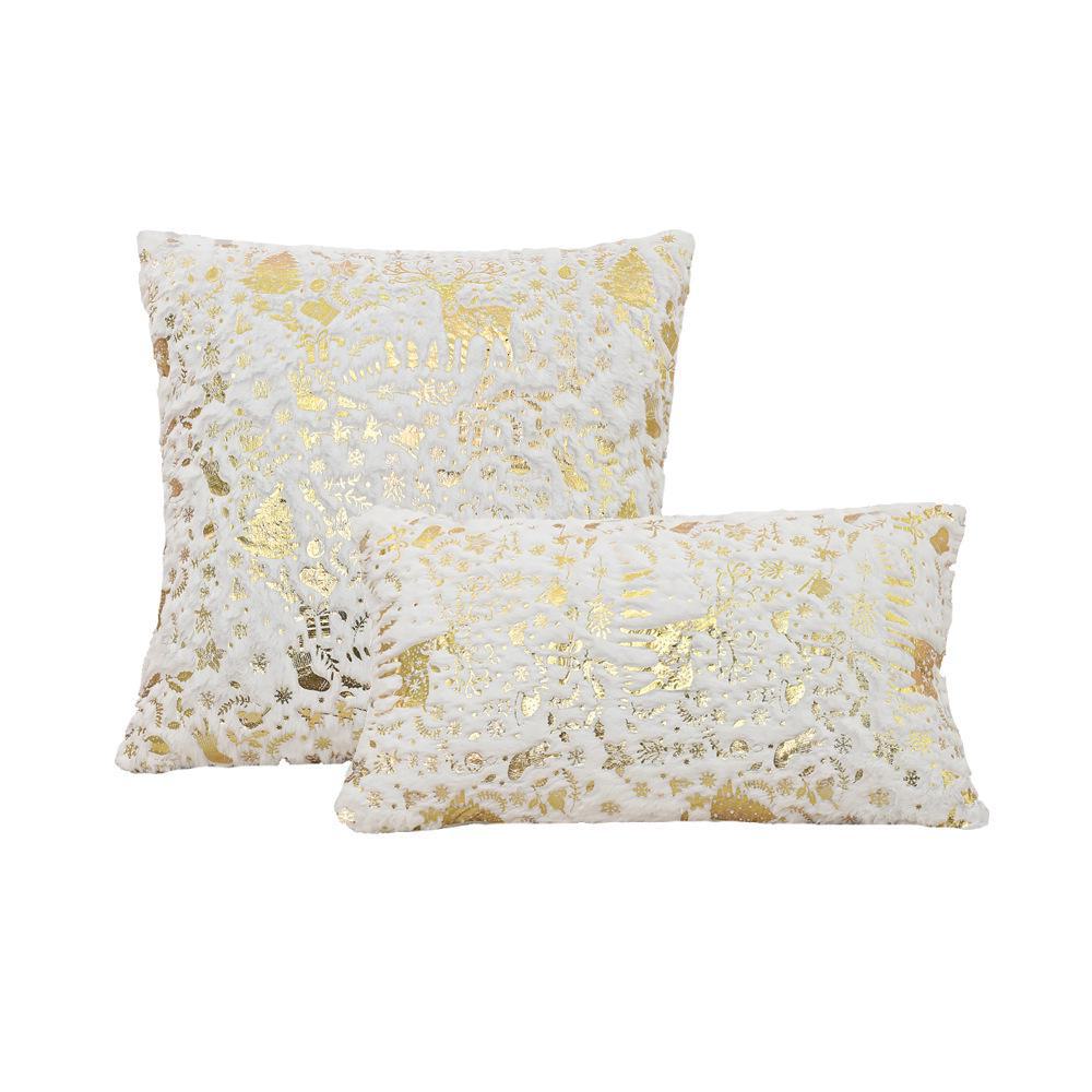

Рождественский плюшевый чехол для подушки с золотым тиснением для гостиной, дивана, кровати или эркера. 30x50cm pillowcase