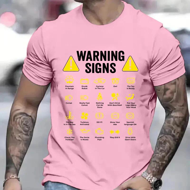 T Shirt for Men Clothing Funny Driving Warning Signs 101 Auto Mechanic Gift Driver Men Tshirt Summer Tee Shirts Clothes Y2k Tops