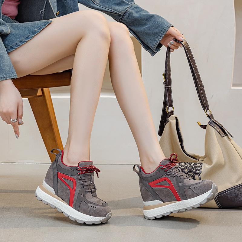 10CM Platform Forrest Gump Shoes Women's 2025 Autumn and Winter New Casual Sports Shoes Angola Red Inner Height Women's Shoes Tide