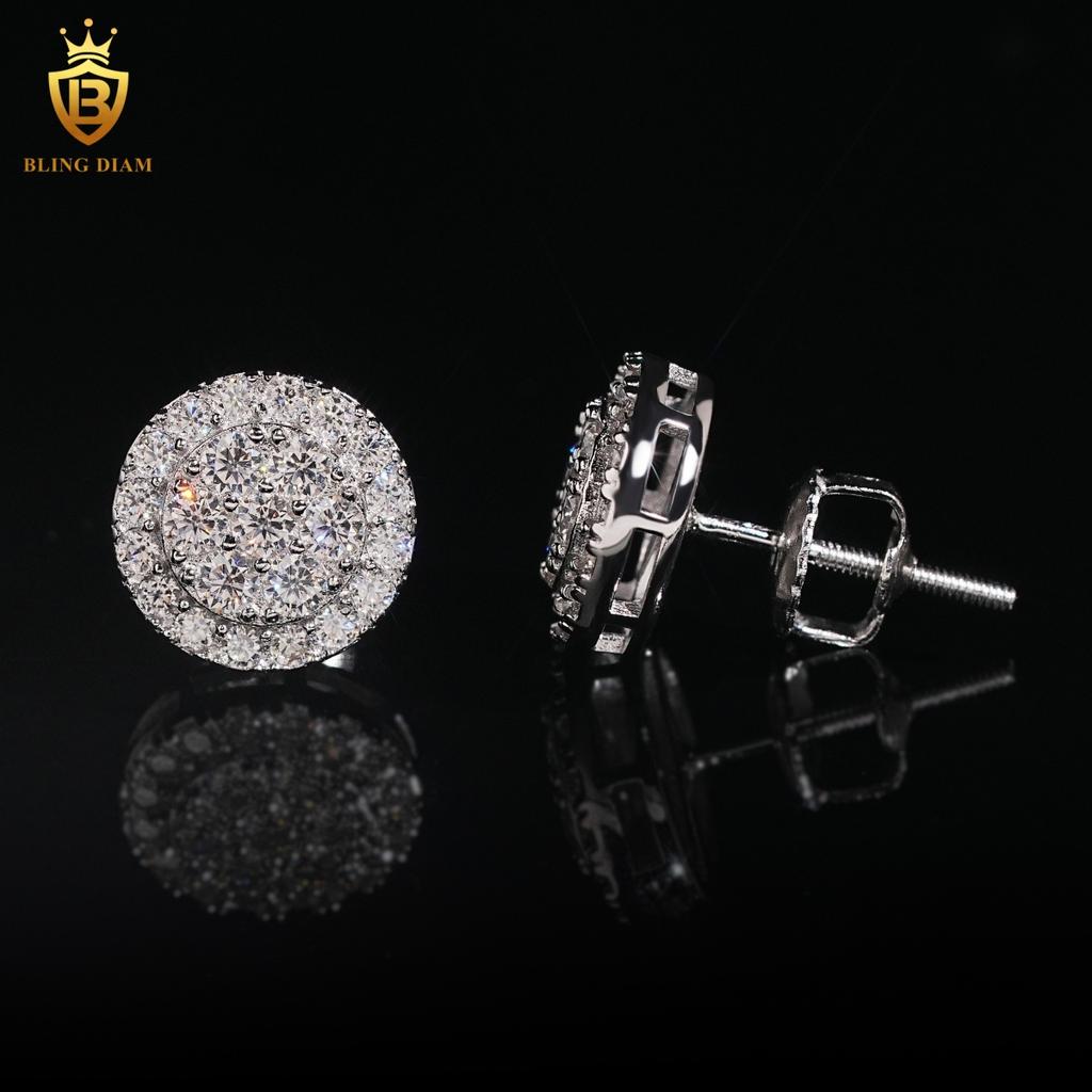 RTS VVS D Farbe Doppel Halo Cluster Runde Moissanit Ohrstecker S925 Sterling Silber Bestehen den Diamanttester für Männer Frauen