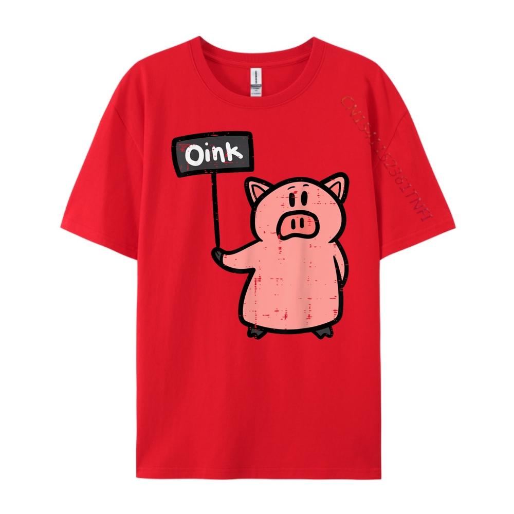 Pig Oink Sign Hog Swine Farm Animal T Shirts For Men Tshirt Green And White Graphic T Shirt Christmas Hip Hop S