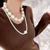 Pearl Beaded Double-Layer Clavicle Necklace - Retro Statement Piece