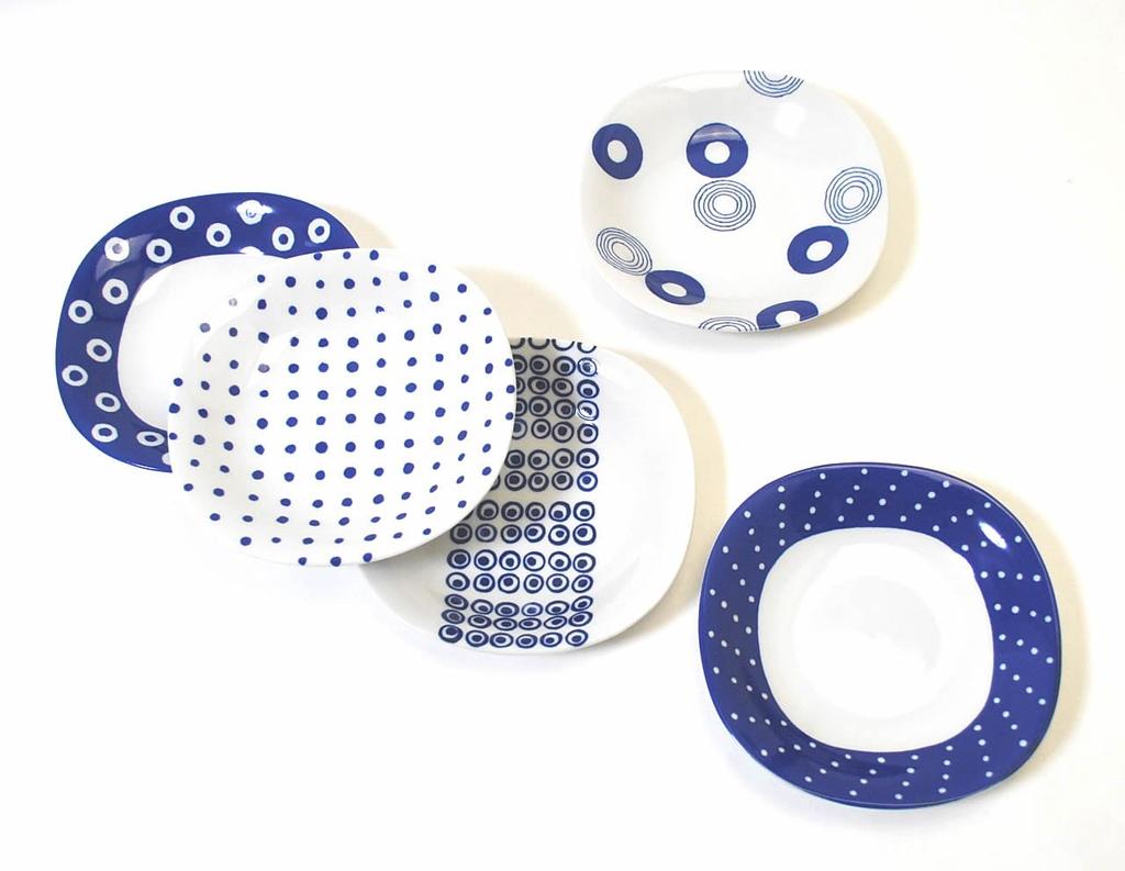 Nishikai Pottery Hasamiyaki Pasta Plate Curry Plate 21cm Lightweight Indigo Maru Crest 5 Patterns Tableware Set Scissors Tableware Stylish Present