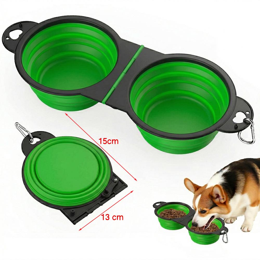 2-In-1 Collapsible Pet Bowls Dual Food And Water Bowls Flip Over Portable Dog Cat Pet Travel Feeder Bowl For Walking Camping