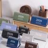 Solid Color Mini Desktop Calendar; Simple Style English Stand-up Desk Calendar