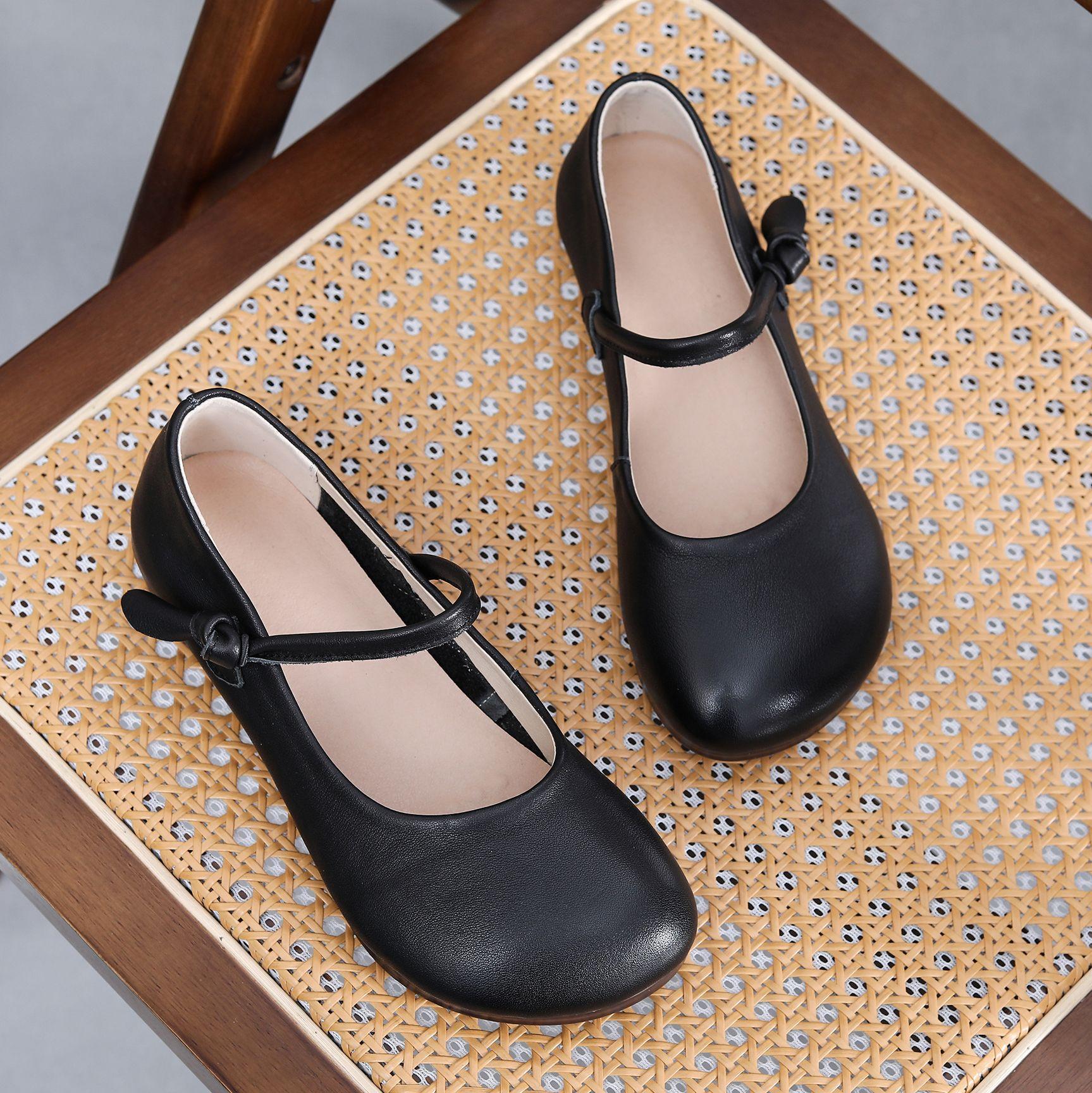 

Туфли ручной работы в стиле ретро с плоской подошвой, удобные кожаные туфли с мягкой подошвой, простые женские туфли 36 чёрный