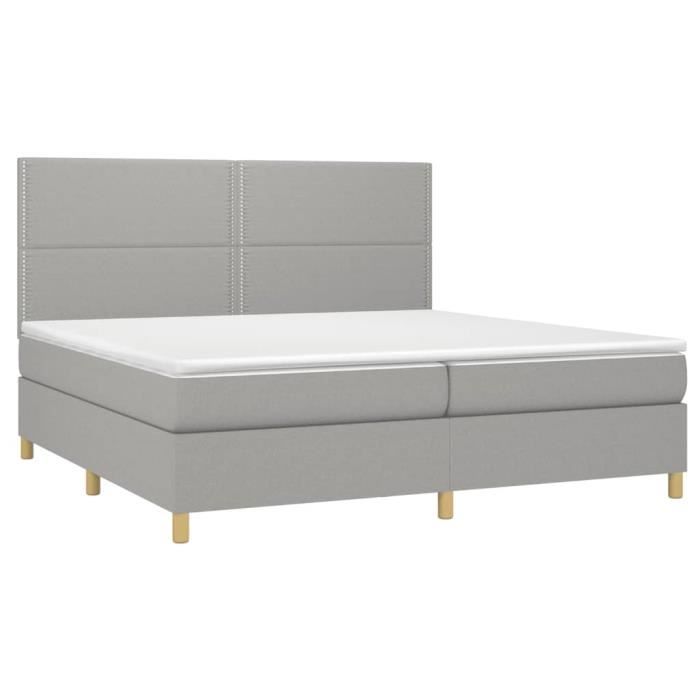 3142281 vidaXL Divan Bed with Mattress Light Grey 200x200cm Fabric