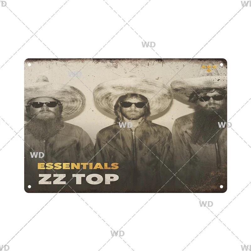 Tin Sign ZZ TOP Rock N Roll Poster Decorative Plaque Metal Signs Retro Vintagge Wall Plate For Home Club Pub Gift Wall Decor
