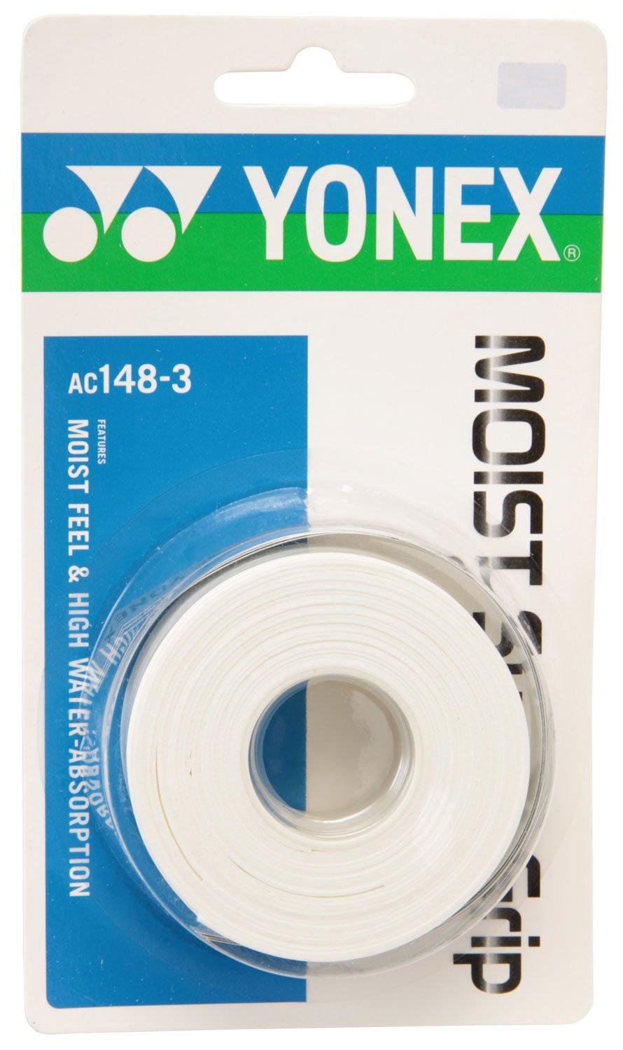 

YONEX Grip Moist Super Grip of White Tennis/Badminton Tape, (Pack 3), AC1483, белый