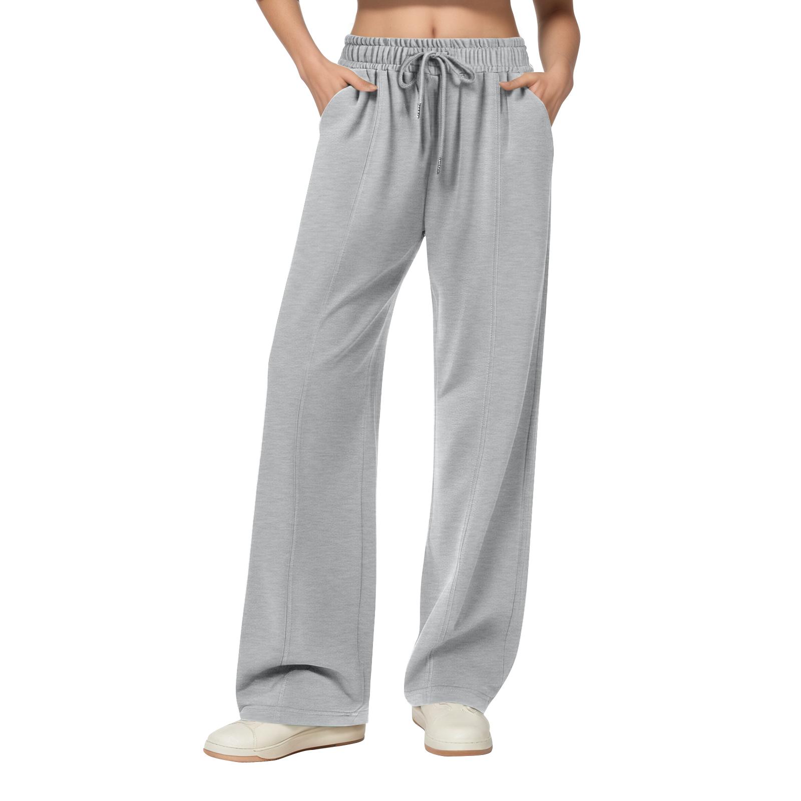 

Женские спортивные штаны с высокой посадкой и кулиской, прямые брюки, боковые потайные карманы, спортивные XL