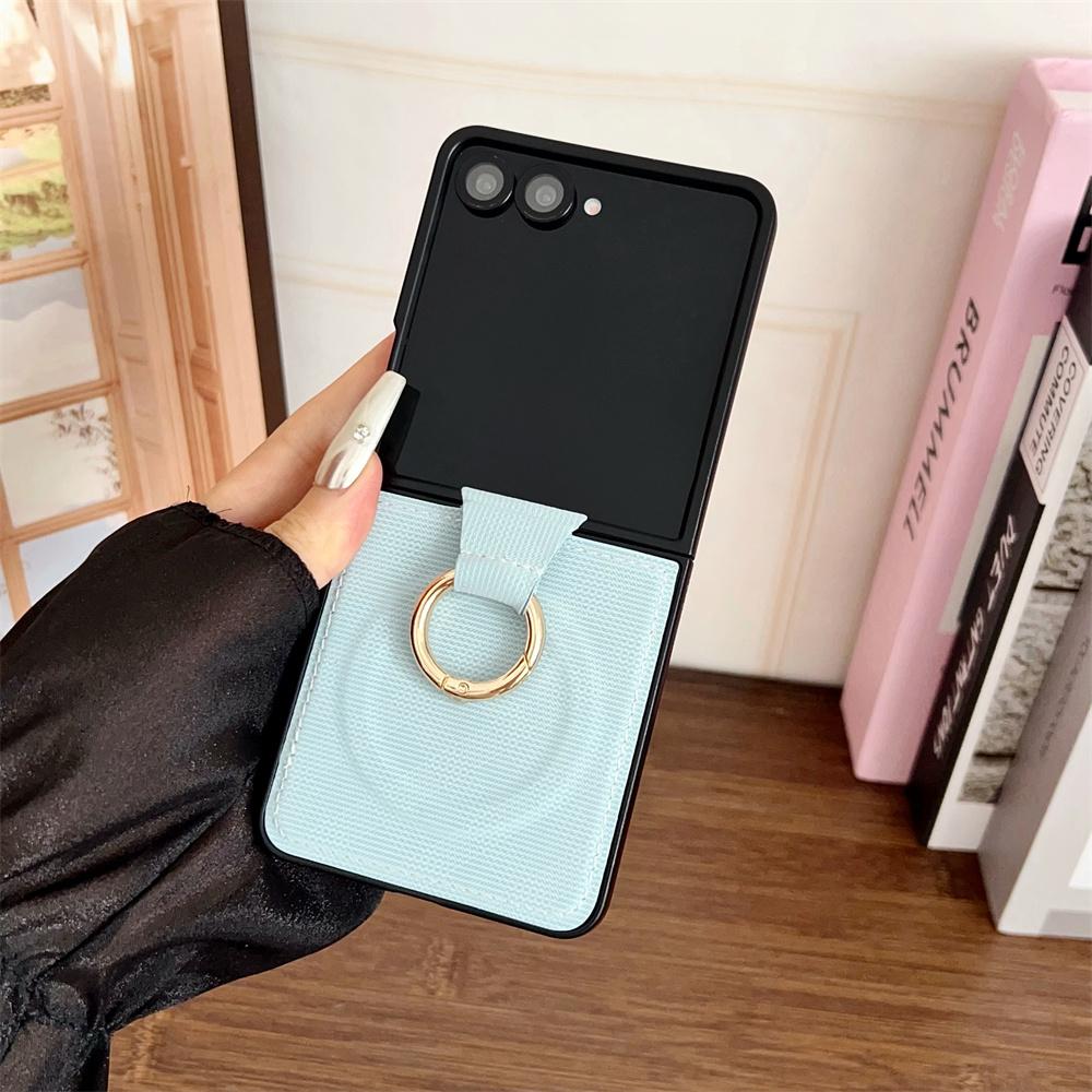 

Magnetic Wireless Charging with Ring Bracket Leather Phone Case for Samsung Galaxy Z Flip 7 6 5 4 3 5G Flip7 FE Shockproof Cover Galaxy Z Flip5 зелений