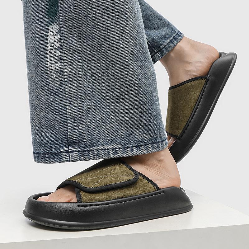 Summer new outer slippers men's 2025 new one-word drag open-toed beach casual cool slippers 471266-J