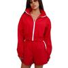 Fashionable Women's Long-sleeve Zipper Sports Cardigan, Jacket Jacket Shorts Set, Women's Sportswear Casual Two-piece Set
