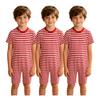 3 Piezas Mono Rayado Adaptativo para Niños Cuello Redondo Manga Corta Longitud hasta el Muslo Espalda Anti-Rayas Cremallera Invisible para Cuidado de Necesidades Especiales