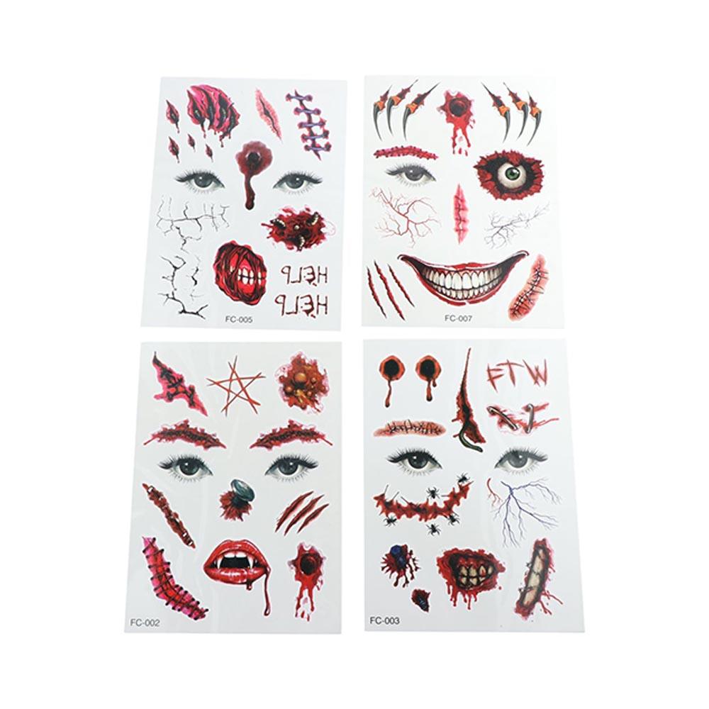 Fake Tatto Big Mouth Face Sticker Waterproof Halloween Horror Tattoo Stickers Party Supplies