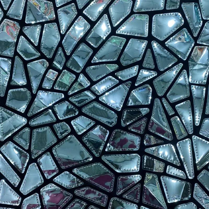 Polyester Flannel Laser Sequin Embroidered Fabric for Banquet Party Dress Skirt Sewing by Half Yard