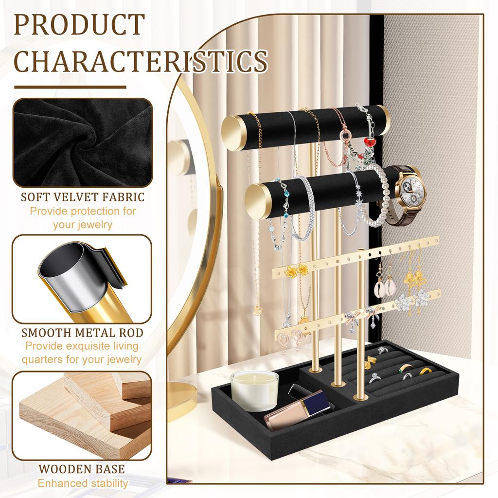 Jewelry Bracelet Storage Display Metal Necklace Bracelet Anklet Stud Earring Jewelry Storage Rack T-Bar Jewelry Display Holder