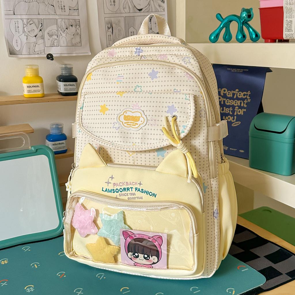 Schoolbag Japanese ins new schoolbag high value fresh sweet pain bag middle school student backpack light large capacity backpack