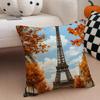 The beautiful scenery France the EEiffel Tower Cushion Cover Throw Pillow Cover Hidden Button Durable Polyester Chair Cushion