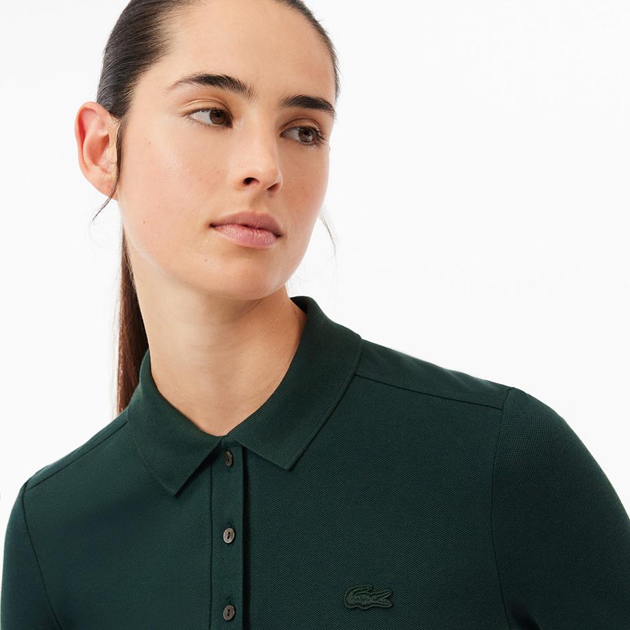[lacoste] Women's Slim Fit Long-Sleeve Polo Shirt PF5464-54NYZP