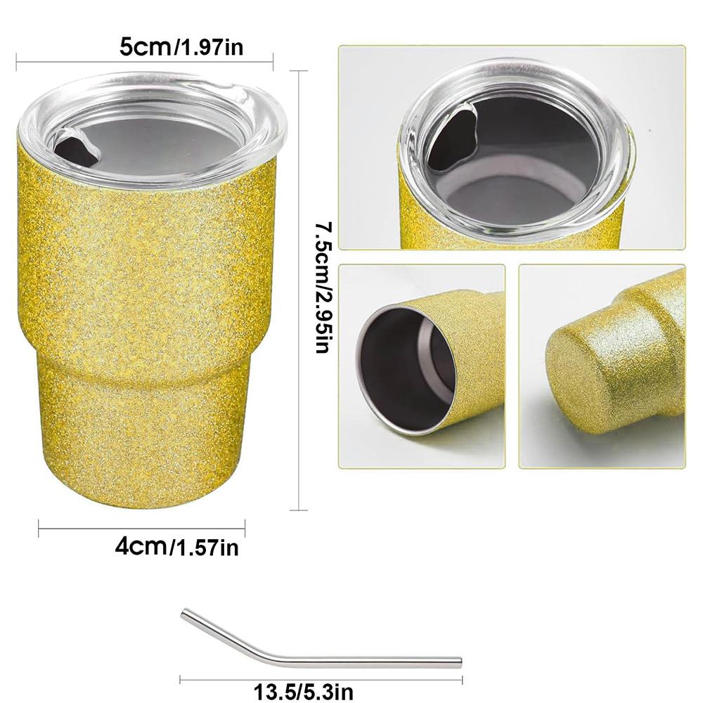 4pcs Mini  3oz Cup Tumbler Shot Set with Straw and Lid, Stainless Steel Tumbler Shot Glass Shot Glass Set for Office Outdoor Use