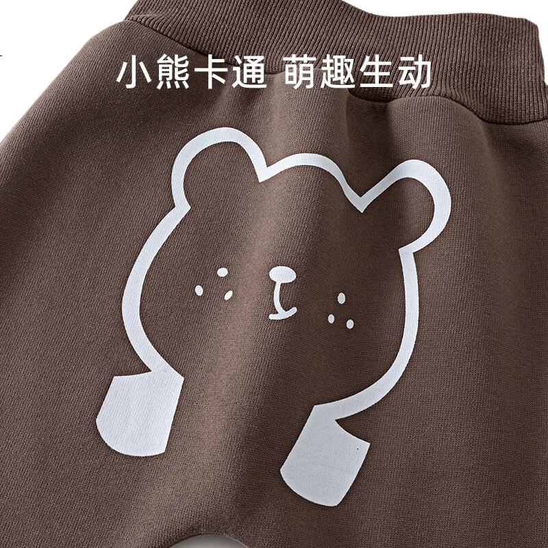 Shubeiyi Baby Pants Big Butt Pants Baby Long Pants Boys and Girls High Waist PP Pants Belly Protection Fleece Warm Coffee Color Size 80