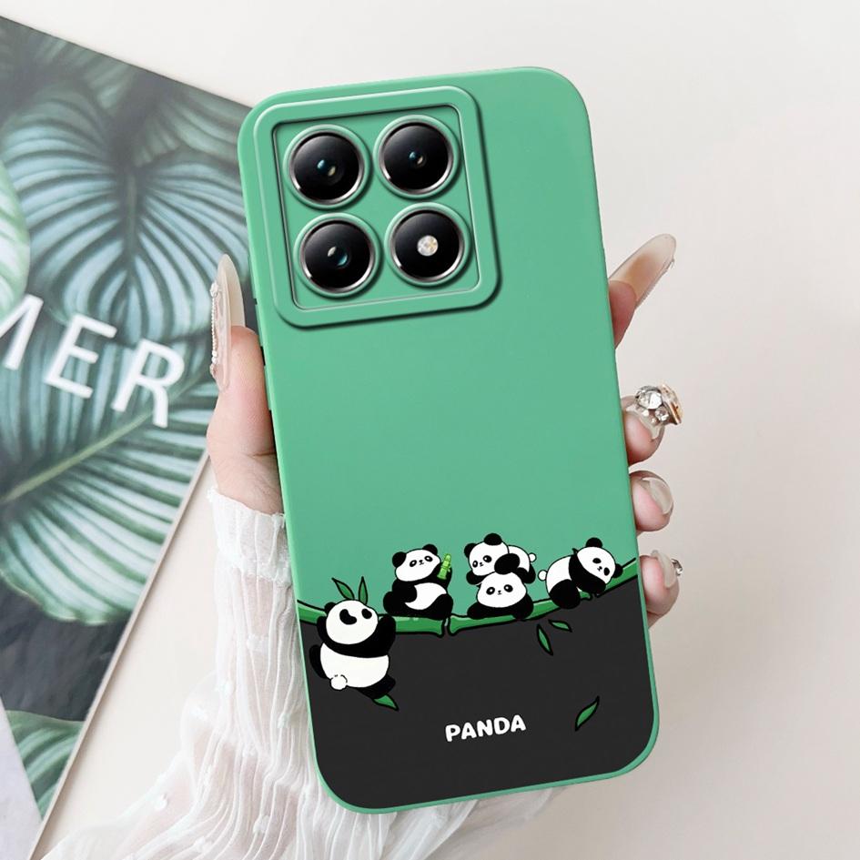 Für Xiaomi 14T Hülle 14T Pro Cover Süßer Cartoon-Panda Weiches Flüssigsilikon Stoßfest Funda Für Xiaomi 14T Pro Mi14TPro 5G Hülle