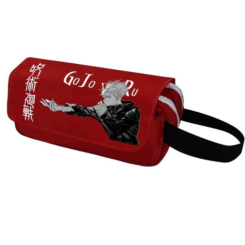 Anime Jujutsu Kaisen Pencil Case Double Zipper Large Capacity Canvas Stationery Organizer Students