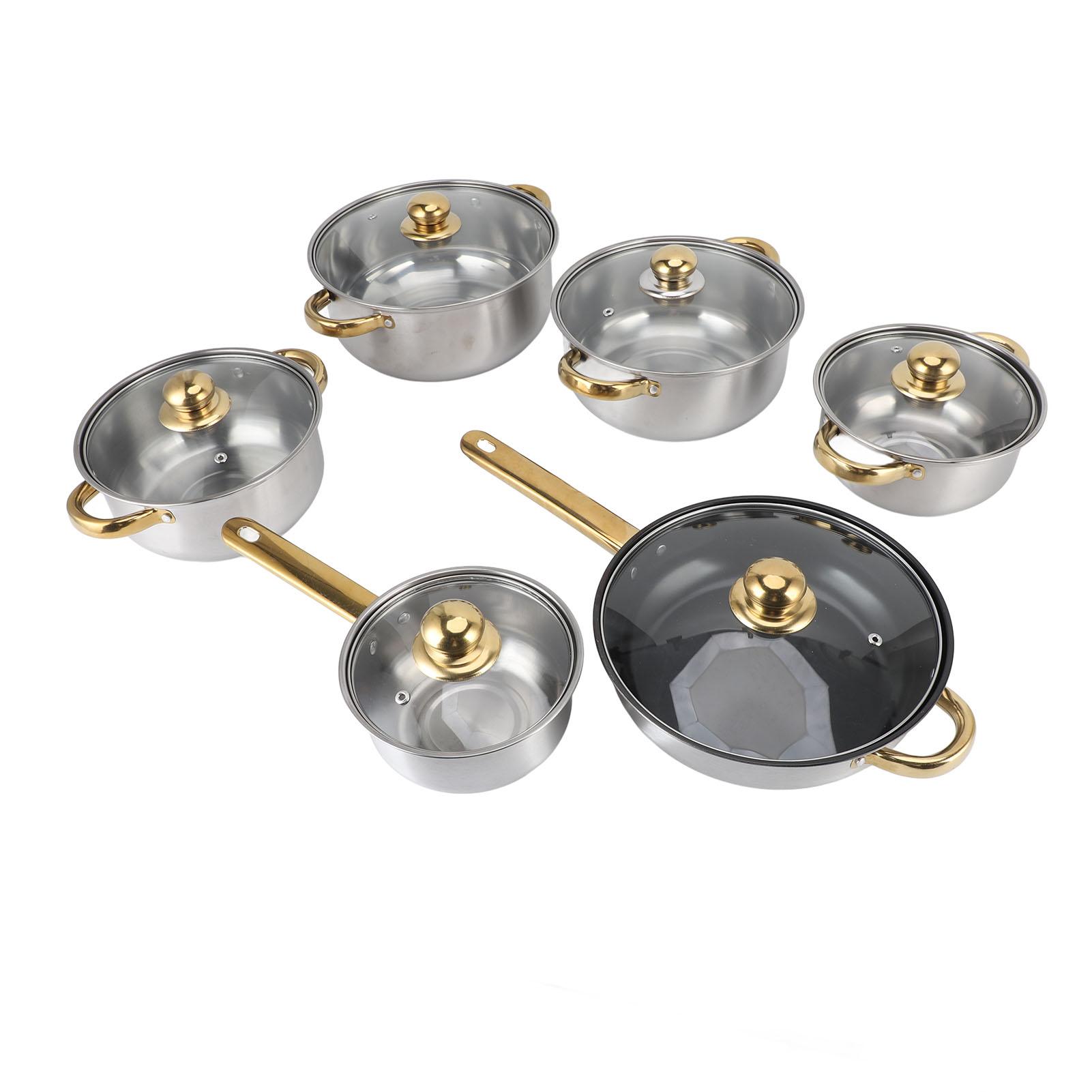 

Набор кастрюль и сковород из нержавеющей стали Кухонный набор посуды Кастрюля Сотейник Сковорода с крышками ручками