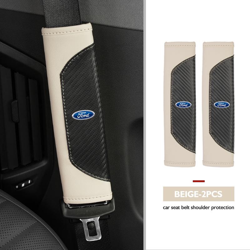 Luxury Carbon Fiber Splicing Seat Belt Cover Car Accessories For Ford Escort KA Flex Everest KA Expedition Falcon Fusion