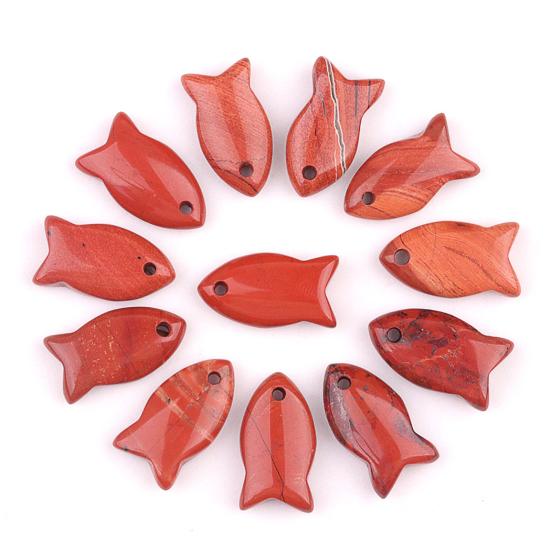 Ciondolo Piccolo Pesce 22mm con Sei Cristalli Sintetici Rari Fatto a Mano Materiali Naturali Levigato Liscio Fascino per Gioielli DIY