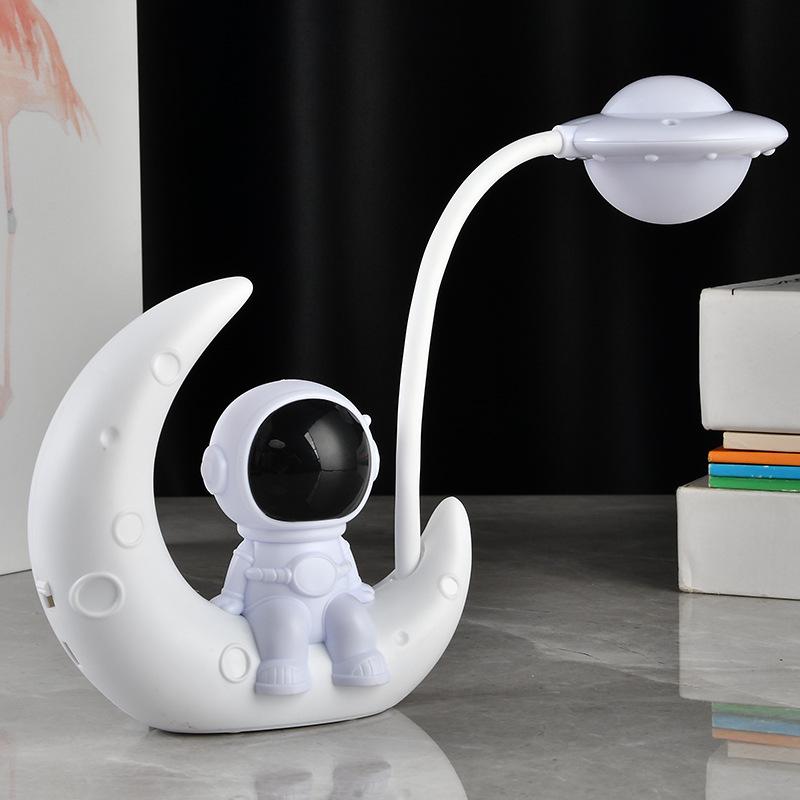 Astronaut LED Night Light: Moon Man Bedside Lamp for Student Dorms, Reading, and Desk Atmosphere.