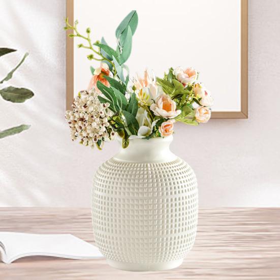 Plastic Flower Vase Indoor Outdoor Modern Real Dried Flower Holder Floral Arrangement