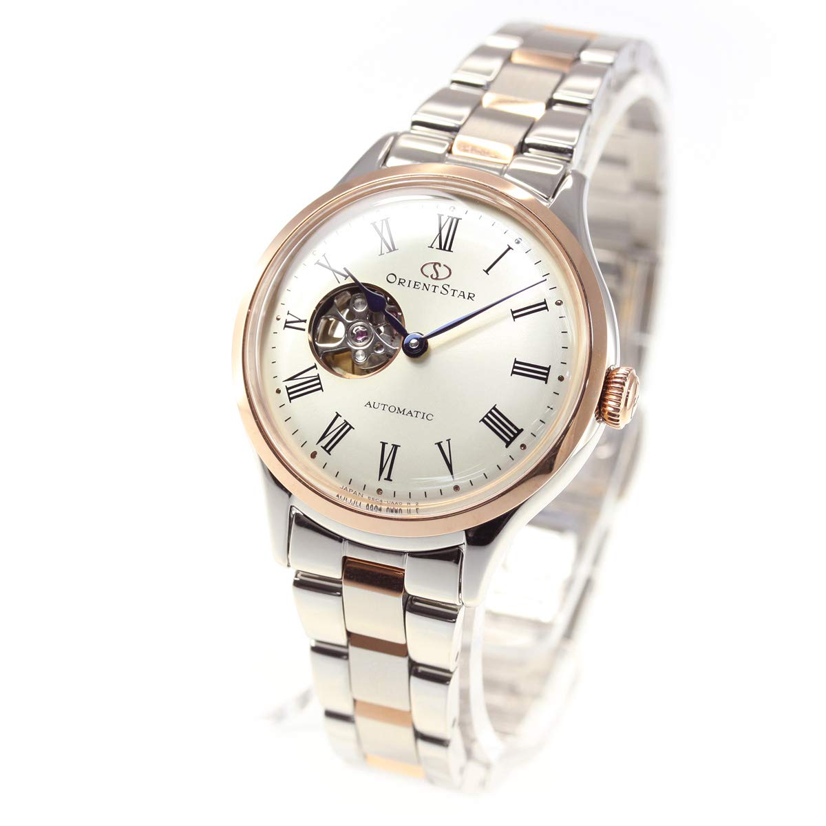 

[ORIENT STAR] Жіночий класичний автоматичний годинник із напівскелетоном, японського виробництва, відкрите серце, 2 роки гарантії від виробника, білий/сріблястий
