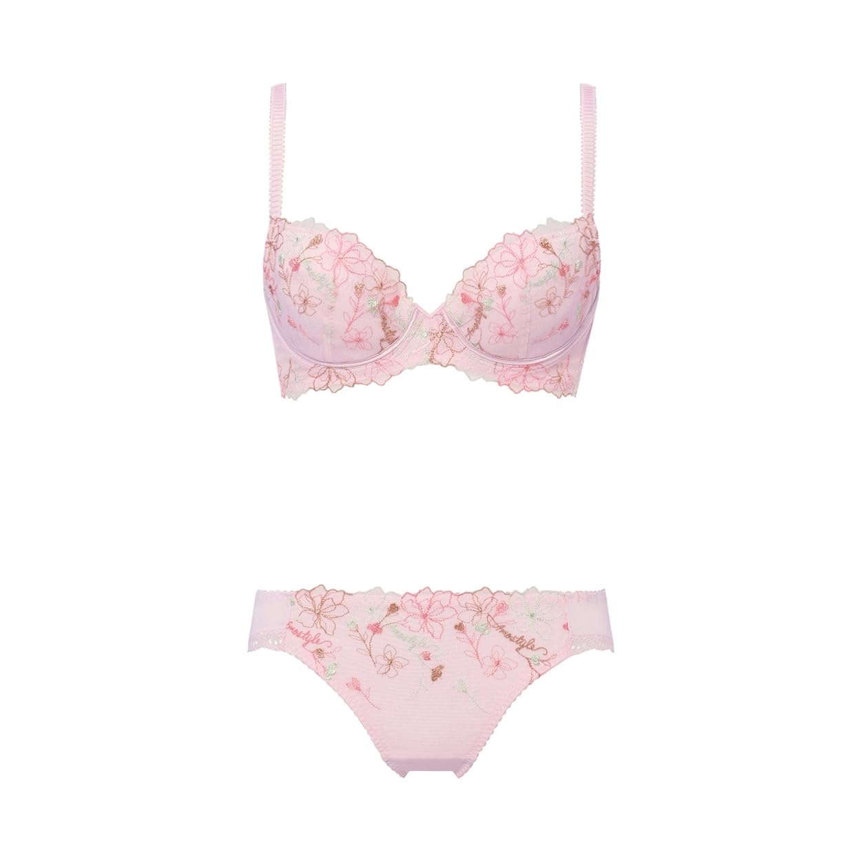 

Комплект бюстгальтер и шортики BY Charming Glamor Вышивка линейным рисунком M020 D75L Размер [AMOSTYLE Triumph] & (Сладкий розовый)