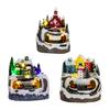 Christmas Igloo Ornaments Church Figurines with Rotating Train LED Lights Music Box Figurines Decorative Holiday Decor Festive Gift