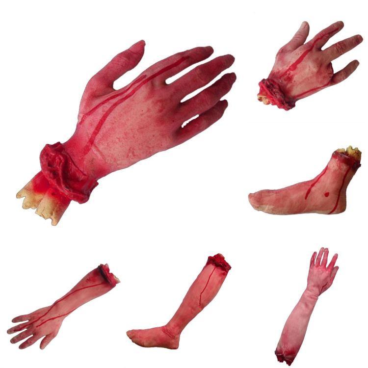 Scary Fake Halloween Body Parts Bloody Severed Arm Hand Foot Props Spoof Tricky