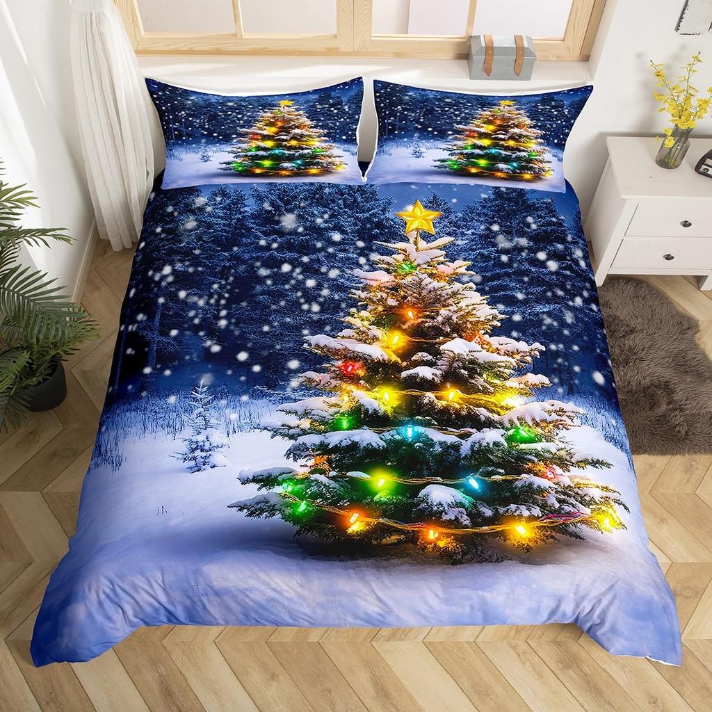 Jul Ren Påslakan Jultomten Sängkläder Set Full Queen För Pojkar Flickor Gåvor Mikrofiber Täcköverdrag Med Örngott