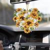 Cartoon Sunflower Lovely Acrylic Car Hanging Decoration For Cheerful Appeal Interior