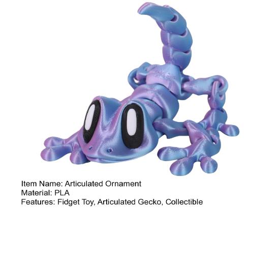 3D Printed Gecko Toy Magnetic Articulated House Lizard Figurine Animal Fidget Toy for Refrigerator Magnet Computer Monitor Decor