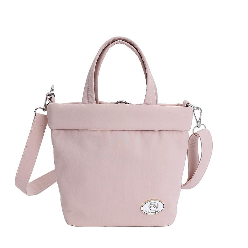 Casual Canvas Portable Bucket Bag New Go Out Solid Color Shoulder Niche Design Shoulder Small Satchel