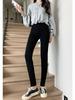 Korean Fashion High-Waist Black Ribbed Cotton Leggings – Slimming & Hip-Lifting