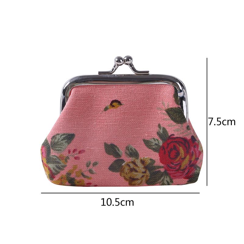 Rose Pattern Canvas Mini Coin Purse Women Small Change Wallet Cute Zipper Coin Bag For Girls Kids Fashion