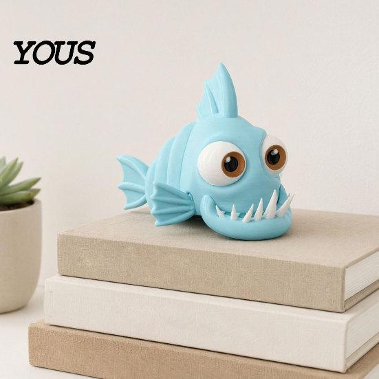 Smooth Surface Decoration 3D Printed Articulated Piranha, Flexible Joint Fish Models, Desktop Movable Office Fatigue Reliever Fidget Toy, Cute Piranha