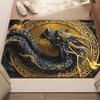 Black dragon with golden chain Chinese mythology crystal velvet rug powerful mythical creature art for home decor living room or