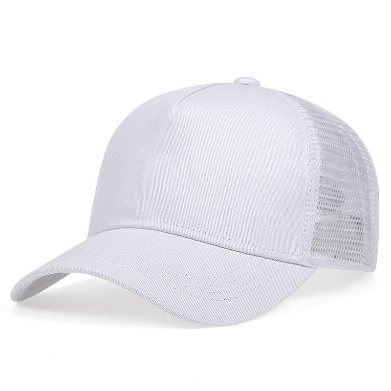 Solid Color Breathable Baseball Cap with Sun Protection Mesh - Five-Panel Trucker Hat