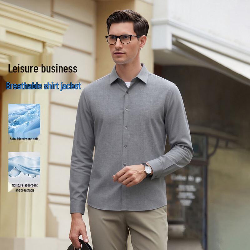 POLOMEISDO Men s Modal Blend Long-Sleeve Shirt L